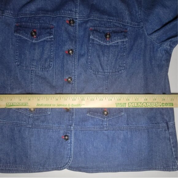 Christopher & Banks Womens Blue Denim Button Up 4 Pocket Jacket Size XL - Picture 10 of 13
